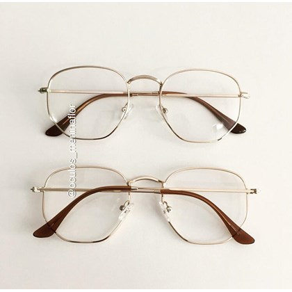 Armação de óculos de grau - Melanie - Dourado lente marrom