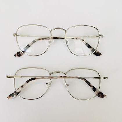 Armação de óculos de grau - Melanie hexagonal 8031 - prata C2