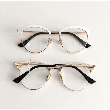 Armação de óculos de grau - Melissa Round 8008 - Branco com dourado Armação de óculos de grau - Melissa Round 8008 - Branco com dourado