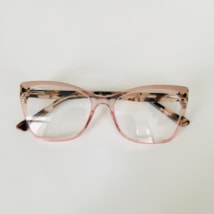 Armação de óculos de grau - modelo 0177  - Rose transparente haste animal print detalhe rose