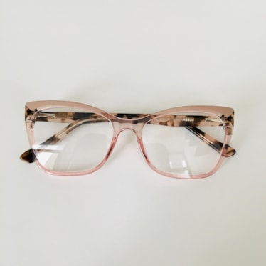 Armação de óculos de grau - modelo 0177  - Rose transparente haste animal print detalhe rose