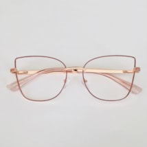 Armação de óculos de grau - modelo 82152 - nude com rose gold e brilho rose Armação de óculos de grau - modelo 82152 - nude com rose gold e brilho rose