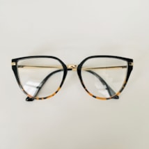 Armação de óculos de grau - modelo 95318 - preto com animal print Armação de óculos de grau - modelo 95318 - preto com animal print