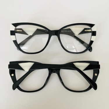 Armação de óculos de grau - modelo C0230 - preto detalhes brancos