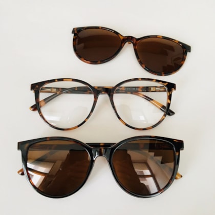 Armação de óculos de grau - Muriel 2 em 1 cod 87001 - animal print C3 Armação de óculos de grau - Muriel 2 em 1 cod 87001 - animal print C3
