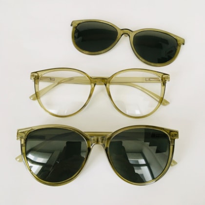 Armação de óculos de grau - Muriel 2 em 1 cod 87001 - verde transparente C5 Armação de óculos de grau - Muriel 2 em 1 cod 87001 - verde transparente C5