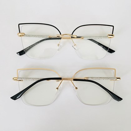 Armação de óculos de grau - Natiely 3 pontos código 95986 -preto com dourado C5