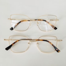 Armação de óculos de grau - Ohara flexível 50040/ 33002 - dourado ponteira animal print Armação de óculos de grau - Ohara flexível 50040/ 33002 - dourado ponteira animal print