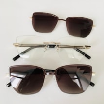 Armação de óculos de grau - Olívia 3 pontos cod 0195 - dourado detalhe marrom clip on marrom C1 Armação de óculos de grau - Olívia 3 pontos cod 0195 - dourado detalhe marrom clip on marrom C1