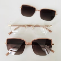 Armação de óculos de grau - Olívia 3 pontos cod 0195 - dourado haste rose clip on rose C8 Armação de óculos de grau - Olívia 3 pontos cod 0195 - dourado haste rose clip on rose C8