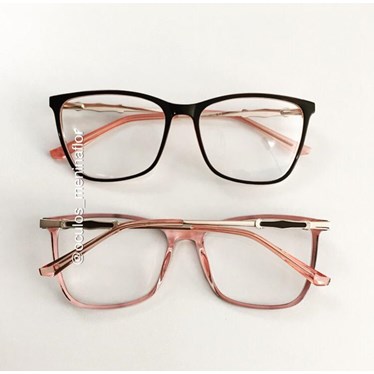 Armação de óculos de grau - Olívia Two - Preto fundo rosa