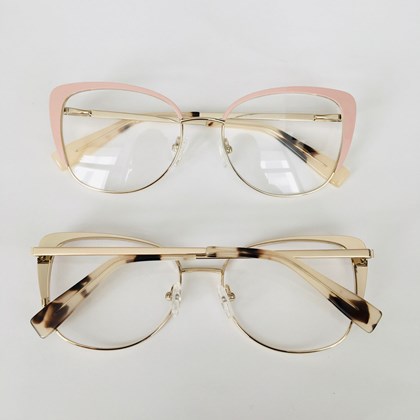 Armação de óculos de grau - Patricia 6950 - Rose com dourado