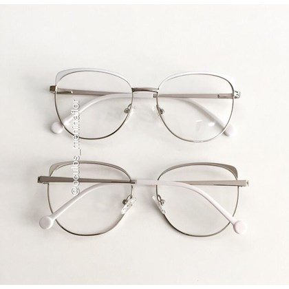 Armação de óculos de grau - Patricinha 2 em 1 - Branco com prata