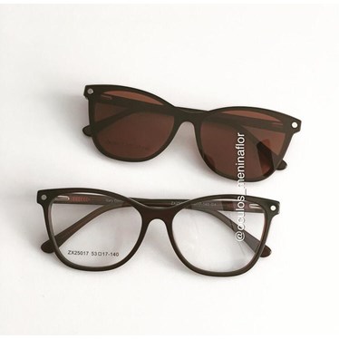 Armação de óculos de grau - Protagonista 25017 - Marrom lente marrom