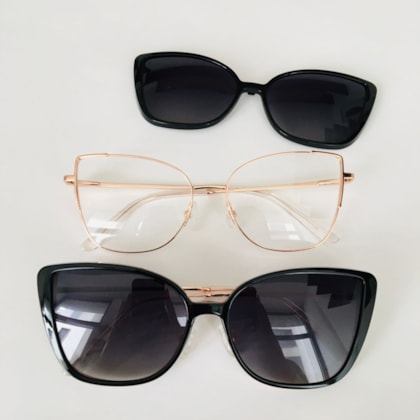 Armação de óculos de grau - Regina 2 em 1 cod 0242 - Rose gold C2 Armação de óculos de grau - Regina 2 em 1 cod 0242 - Rose gold C2