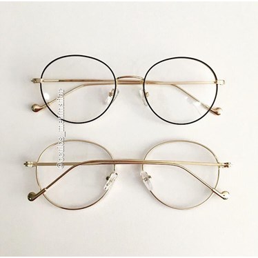 Armação de óculos de grau - Round Beatles - Preto com dourado