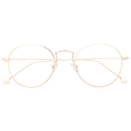 Armação de óculos de grau - Round Pérola - Dourado