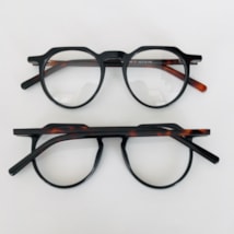 Armação de óculos de grau - Sam 10150 - preto haste animal print C1