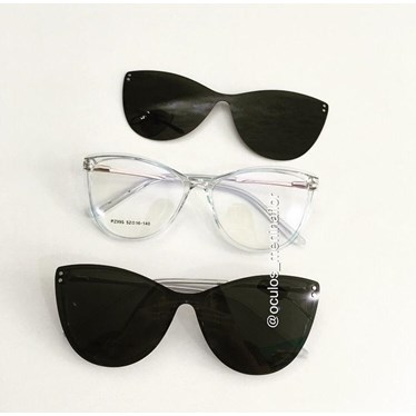 Armação de óculos de grau - Sarah 995 - Azul transparência lente preta