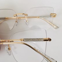 Armação de óculos de grau - Siena 3 pontos cod 91340 - dourado brilho prata ponteira transparente C1