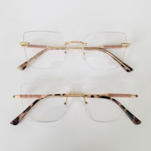 Armação de óculos de grau - Siena 3 pontos cod 91340 - dourado brilho rose ponteira animal print C8 Armação de óculos de grau - Siena 3 pontos cod 91340 - dourado brilho rose ponteira animal print C8