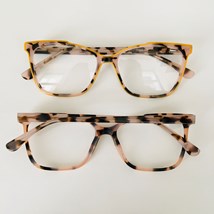 Armação de óculos de grau - Tamires 3872 - animal print rosado detalhe amarelo C8