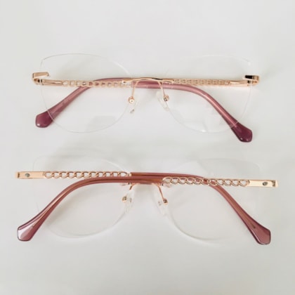 Armação de óculos de grau - Thaila Elos 3 pontos código 3001 - rose gold ponteira rose C2 Armação de óculos de grau - Thaila Elos 3 pontos código 3001 - rose gold ponteira rose C2