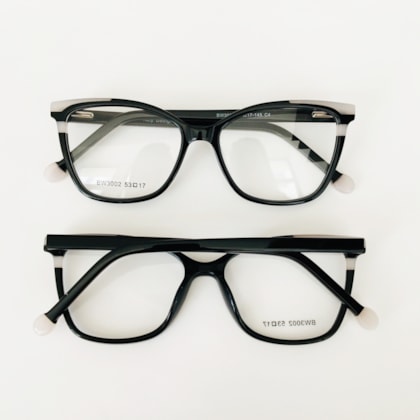 Armação de óculos de grau - Tóquio 3002 - Preto com Branco Armação de óculos de grau - Tóquio 3002 - Preto com Branco