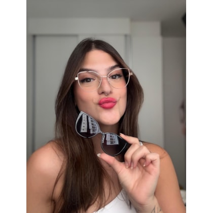 Armação de óculos de grau - Virgínia 0233 - Rose gold haste nude clip on preto C7