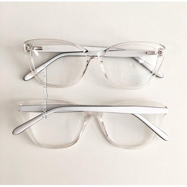 Armação de óculos de grau - Vivian - Transparente haste branca