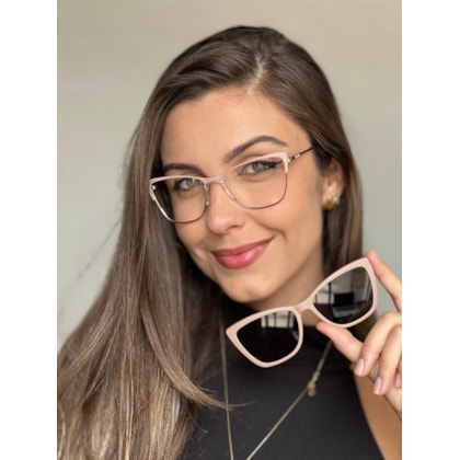 Armação de óculos de grau - Yara 0224 - Rose com dourado ponteira animal print rosado clip on rose c1 Armação de óculos de grau - Yara 0224 - Rose com dourado ponteira animal print rosado clip on rose c1