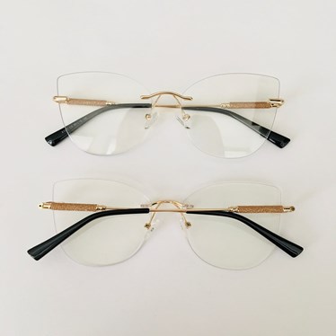 Armação de óculos de grau - Yara Glow 3 pontos 81032 - dourado ponteira preta C2