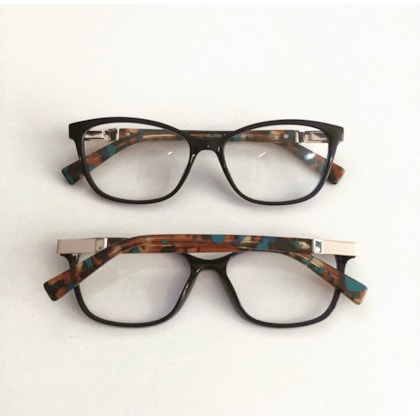 Armação para óculos de grau - Vitória 3694 - Azul Escuro Haste Animal Print Azulado Armação para óculos de grau - Vitória 3694 - Azul Escuro Haste Animal Print Azulado