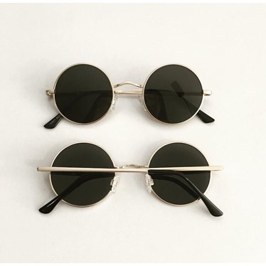 Óculos de sol - John redondinho - Dourada lente preta - Óculos Menina Flor
